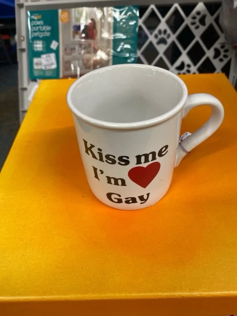 White Ceramic Mug with Red Heart and Playful Text